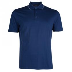 Pre Owned Ermenegildo Zegna Blue Jersey Polo T-Shirt M