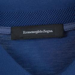 Pre Owned Ermenegildo Zegna Blue Jersey Polo T-Shirt M