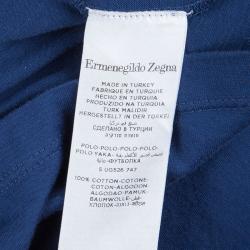 Pre Owned Ermenegildo Zegna Blue Jersey Polo T-Shirt M