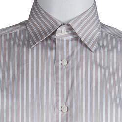 Pre Owned قميص ايرمنيجيلدو زينيا قطن بني مقلم M