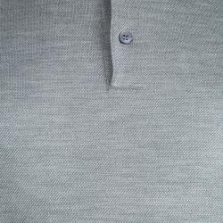 Pre Owned تي شيرت بولو ايرمنيجيلدو زينيا حرير رصاصي تريكو أكمام طويلة L