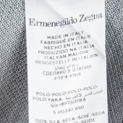 Pre Owned تي شيرت بولو ايرمنيجيلدو زينيا حرير رصاصي تريكو أكمام طويلة L