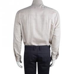 مملوكة مسبقًا Ermenegildo Zegna Beige Linen Blend Long Sleeve Shirt XL