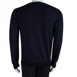 Pre Owned Ermenegildo Zegna Navy Blue Cashmere V-Neck Sweater XL