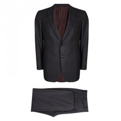 Ermenegildo Zegna Trofeo 600 Grey Wool Striped Pant Suit L