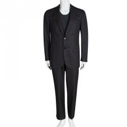 Ermenegildo Zegna Trofeo 600 Grey Wool Striped Pant Suit L