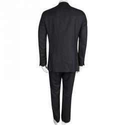 Ermenegildo Zegna Trofeo 600 Grey Wool Striped Pant Suit L