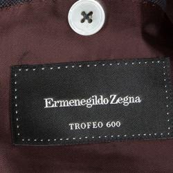 Ermenegildo Zegna Trofeo 600 Grey Wool Striped Pant Suit L