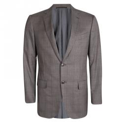 Ermenegildo Zegna Trofeo 600 Brown Wool Tartan Plaid Pant Suit L 