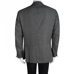 Pre Owned Ermenegildo Zegna Black Patterned Easy Fit Mila Blazer L