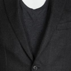 Pre Owned جاكيت بليزر إيرمنجليدو زينيا حرير رصاصي منقوش بقصة إعتيادية L