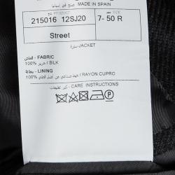 Pre Owned جاكيت بليزر إيرمنجليدو زينيا حرير رصاصي منقوش بقصة إعتيادية L