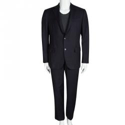 Ermenegildo Zegna Navy Blue Striped Regular Fit Trofeo Pant Suit L