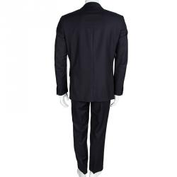 Ermenegildo Zegna Navy Blue Striped Regular Fit Trofeo Pant Suit L