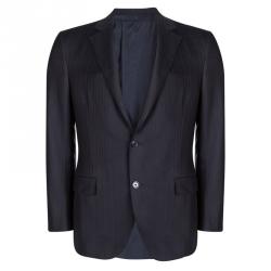 Ermenegildo Zegna Navy Blue Striped Regular Fit Trofeo Pant Suit L