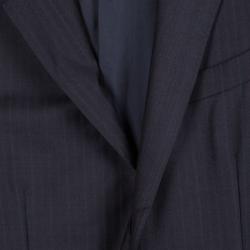 Ermenegildo Zegna Navy Blue Striped Regular Fit Trofeo Pant Suit L