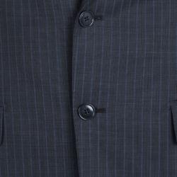 Ermenegildo Zegna Multiseason Navy Blue Striped Wool Regular Fit Mila Suit L