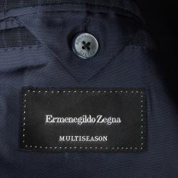 Ermenegildo Zegna Multiseason Navy Blue Striped Wool Regular Fit Mila Suit L