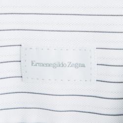 Pre Owned قميص إيرمنجليدو زينيا قطن أبيض مقلم قصة إعتيادية بأزرار مامية XXXL