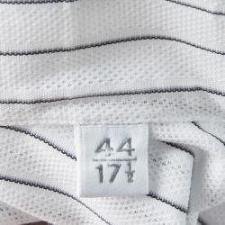 Pre Owned قميص إيرمنجليدو زينيا قطن أبيض مقلم قصة إعتيادية بأزرار مامية XXXL