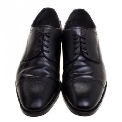 Pre Owned حذاء أوكسفوردز إيرمنجليدو زينيا ديربي جلد أسود برباط مقاس 43.5