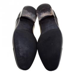 Pre Owned حذاء أوكسفوردز إيرمنجليدو زينيا ديربي جلد أسود برباط مقاس 43.5