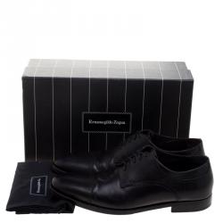 Pre Owned حذاء أوكسفوردز إيرمنجليدو زينيا ديربي جلد أسود برباط مقاس 43.5