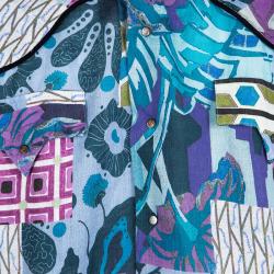 Pre Owned قميص إيترو أزرار أمامية أكمام طويلة كتان مطبوع متعدد الألوان 2XL