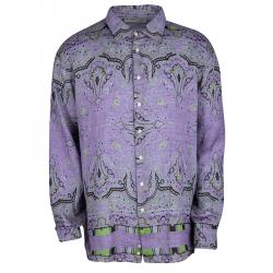 مملوكة مسبقًا Etro Multicolor Printed Linen Long Sleeve Button Front Shirt 2XL