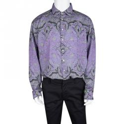 مملوكة مسبقًا Etro Multicolor Printed Linen Long Sleeve Button Front Shirt 2XL