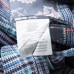 Pre Owned Etro Multicolor Houndstooth Checked Linen Blazer L