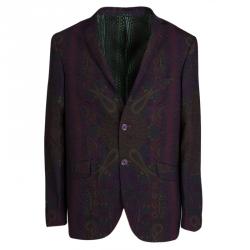 Etro Multicolor Paisley Printed Wool Notched Collar Superleggera Blazer XL