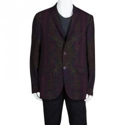 Etro Multicolor Paisley Printed Wool Notched Collar Superleggera Blazer XL