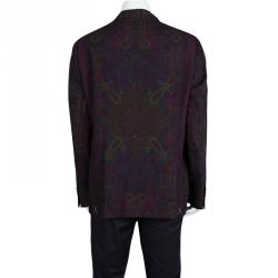 Etro Multicolor Paisley Printed Wool Notched Collar Superleggera Blazer XL