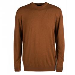 Pre Owned Etro Burnt Orange Cashmere Crew Neck Long Sleeve Sweater 2XL
