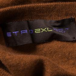 Pre Owned Etro Burnt Orange Cashmere Crew Neck Long Sleeve Sweater 2XL