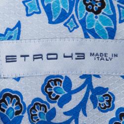 مملوكة مسبقًا Etro Blue Floral Printed Long Sleeve Button Front Linen Shirt L