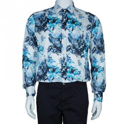 Pre Owned Etro Men's White Floral Print Shirt M