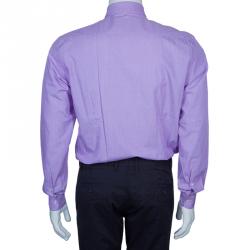 Pre Owned قميص إيترو بنفسجي مطرز رجالي M