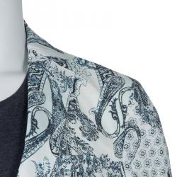 Pre Owned Etro White Printed Linen Blazer L