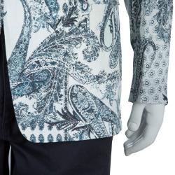 Pre Owned Etro White Printed Linen Blazer L