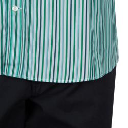 Pre Owned Etro Green Striped Long Sleeve Buttondown Shirt M