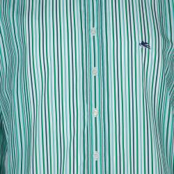 Pre Owned Etro Green Striped Long Sleeve Buttondown Shirt M