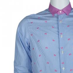 Pre Owned قميص إيترو قطن أزرق مكسم مخطط مزخرف M