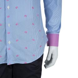 Pre Owned قميص إيترو قطن أزرق مكسم مخطط مزخرف M