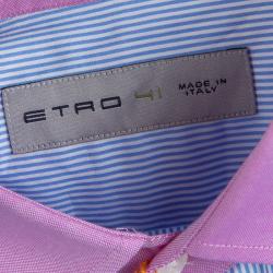 Pre Owned قميص  إيترو قطن أزرق مكسم مخطط مزخرف M