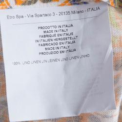 Pre Owned قميص إيترو كتان برتقالي مطبوع بيزلي بأكمام طويلة وأزرار أمامية XL