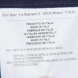 مملوكة مسبقًا قميص إيترو حرير أزرق مطبوع وقماش مضلع بأزرار أمامية 2XL