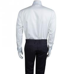 Pre Owned Etro White Fish Print Embriodered Long Sleeve Button Front Cotton Shirt L