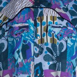 مملوكة مسبقًا قميص إيترو كتان مطبوع متعدد الألوان بأكمام طويلة وأزرار أمامية XL